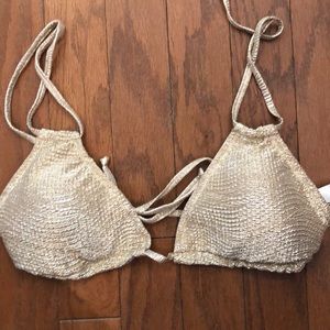 Shimmery gold bikini top